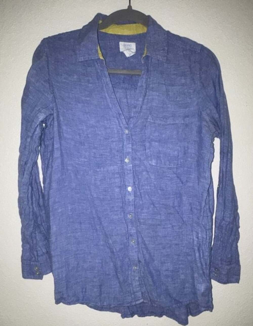 Sigrid Olsen Linen Button Down Shirt Size S Blue